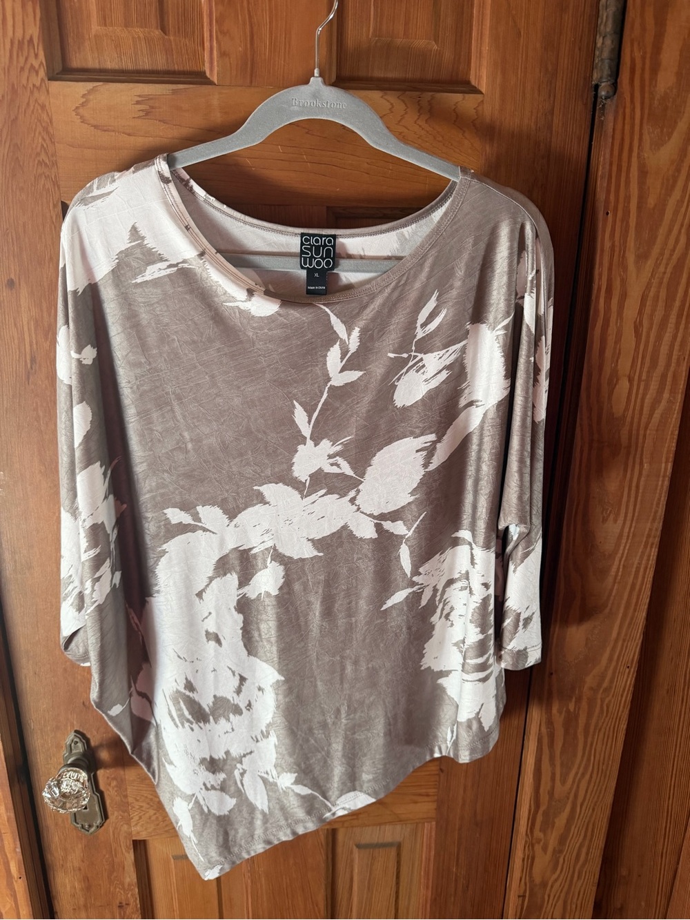 Clara Sun Woo Gray Floral Knit Top